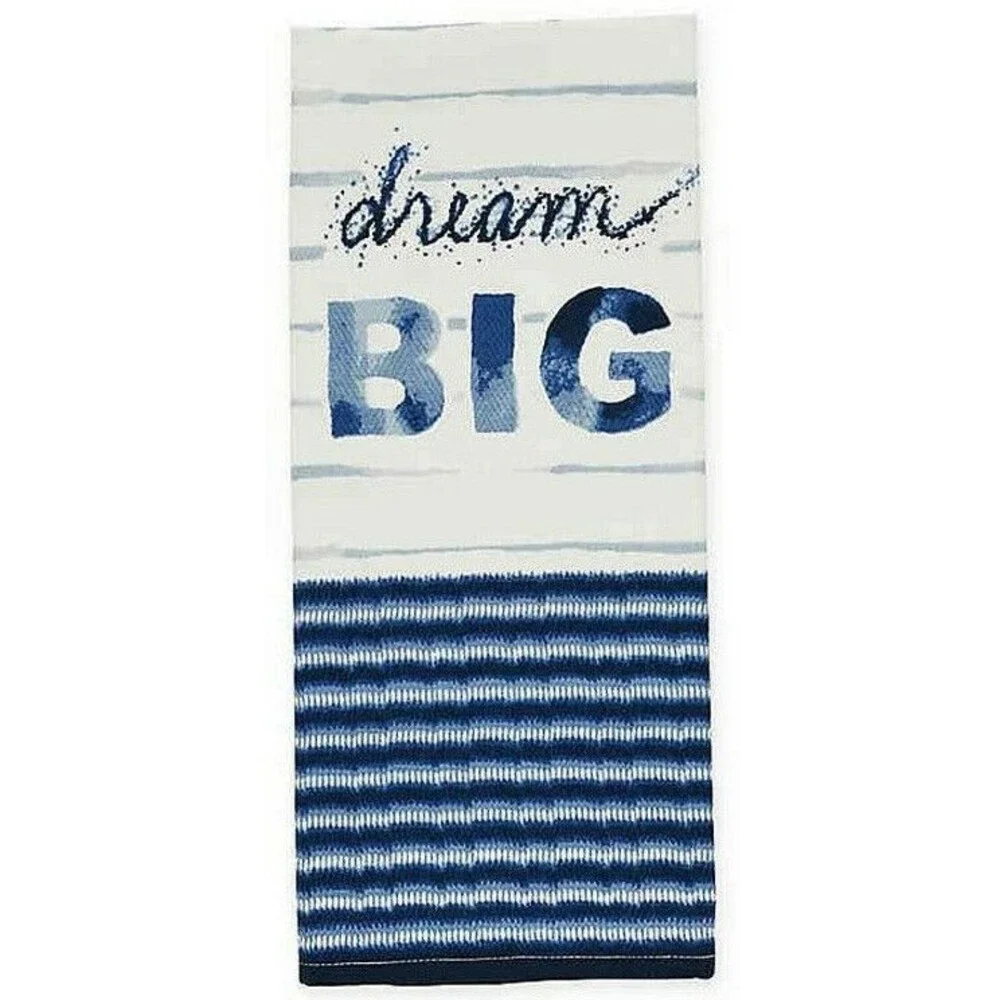 Ellen DeGeneres Dream Big Kitchen Dish Towels Blue Set of 2 100% Cotton 18x 28